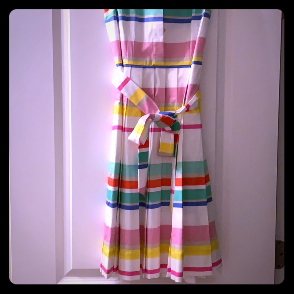 Kate Spade pleated multi-colored striped dress